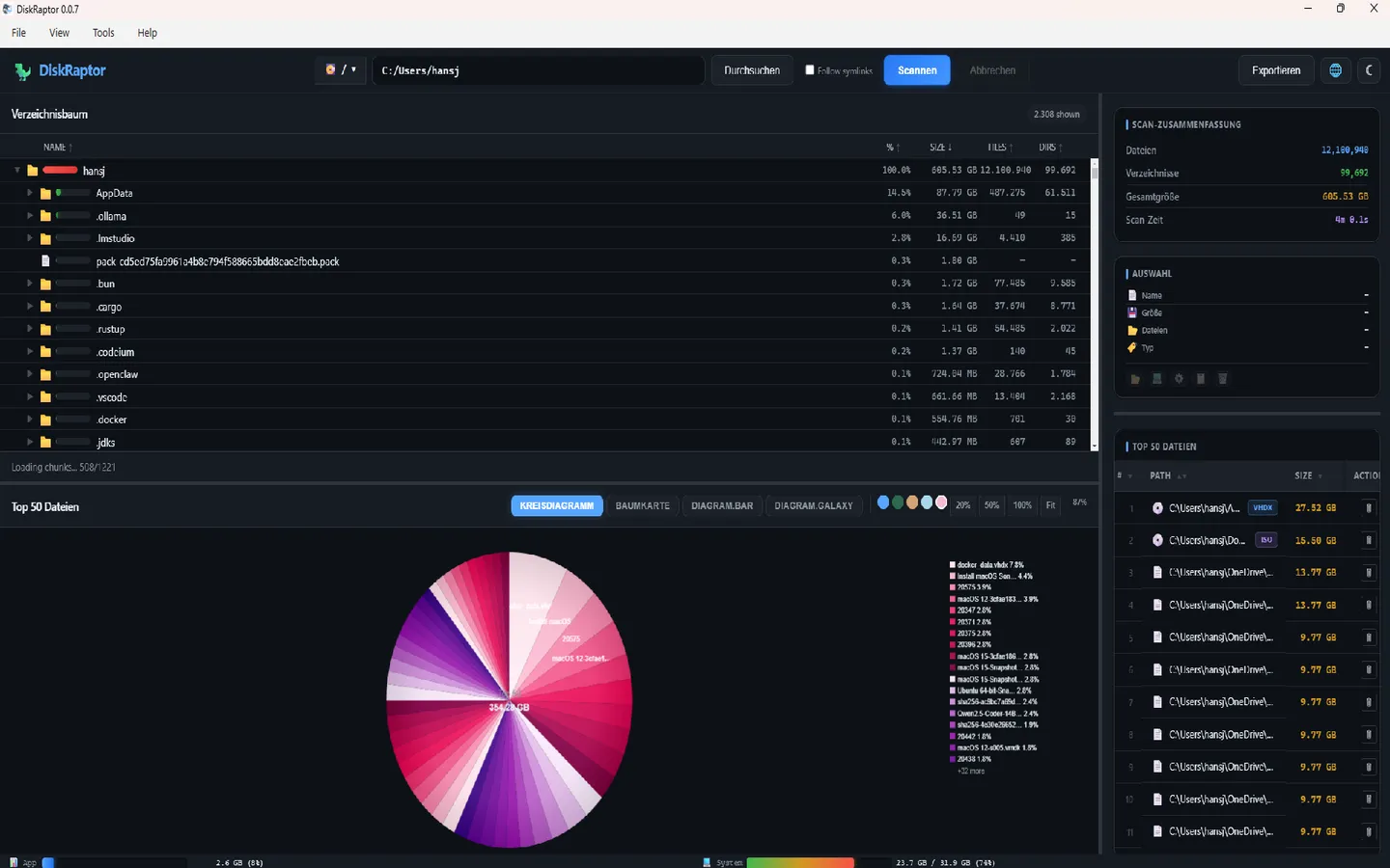 DiskRaptor Downloads cleanup tool