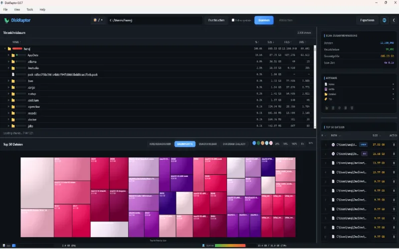 DiskRaptor cleanup tools and galaxy view