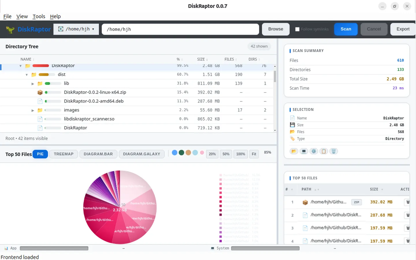DiskRaptor disk space analyzer screenshot 9 — free open-source tool for Windows, macOS and Linux